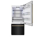 ZLINE Autograph Edition 36 in. 19.8 cu. ft. Built-In Bottom Freezer Refrigerator with Water Dispenser and Ice Maker in Black Stainless Steel and Polished Gold Accents (RBITZ-BS-36-G) view 3