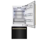 ZLINE Autograph Edition 36 in. 19.8 cu. ft. Built-In Bottom Freezer Refrigerator with Water Dispenser and Ice Maker in Black Stainless Steel and Polished Gold Accents (RBITZ-BS-36-G) view 4