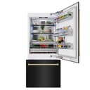 ZLINE Autograph Edition 36 in. 19.8 cu. ft. Built-In Bottom Freezer Refrigerator with Water Dispenser and Ice Maker in Black Stainless Steel and Polished Gold Accents (RBITZ-BS-36-G) view 5