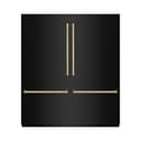 ZLINE Autograph Edition 72 in. 39.6 cu. ft. French Door Built-In Bottom Freezer Refrigerator with Water Dispensers and Ice Makers in Black Stainless Steel and Polished Gold Accents (RBITZ-BS-72-G) view 1