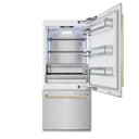 Autograph Edition 36 In. 19.8 Cu. Ft. Built-in Bottom Freezer Refrigerator With Water Dispenser And Ice Maker In Satin Stainless Steel And Champagne Bronze Accents view 5