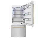 Autograph Edition 36 In. 19.8 Cu. Ft. Built-in Bottom Freezer Refrigerator With Water Dispenser And Ice Maker In Satin Stainless Steel And Polished Gold Accents view 3