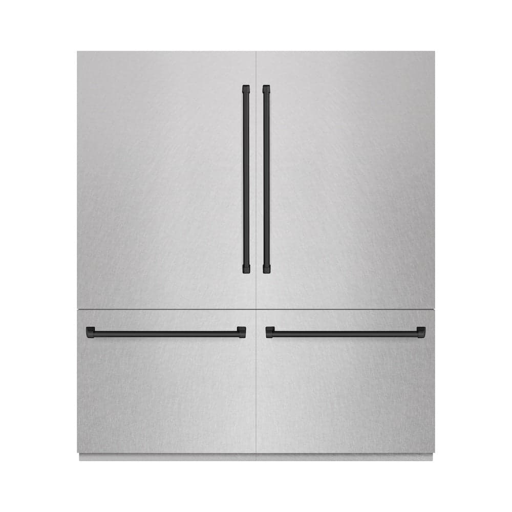 Autograph Edition 72 In. 39.6 Cu. Ft. French Door Built-in Bottom Freezer Refrigerator With Water Dispensers And Ice Makers In Satin Stainless Steel And Matte Black Accents