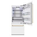 Autograph Edition 36 In. 19.8 Cu. Ft. Built-in Bottom Freezer Refrigerator With Water Dispenser And Ice Maker In White Matte And Champagne Bronze Accents view 4