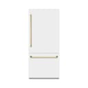 Autograph Edition 36 In. 19.8 Cu. Ft. Built-in Bottom Freezer Refrigerator With Water Dispenser And Ice Maker In White Matte And Polished Gold Accents view 1