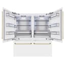 Autograph Edition 72 In. 39.6 Cu. Ft. French Door Built-in Bottom Freezer Refrigerator With Water Dispensers And Ice Makers In White Matte And Polished Gold Accents view 2