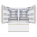 Autograph Edition 72 In. 39.6 Cu. Ft. French Door Built-in Bottom Freezer Refrigerator With Water Dispensers And Ice Makers In White Matte And Polished Gold Accents view 3