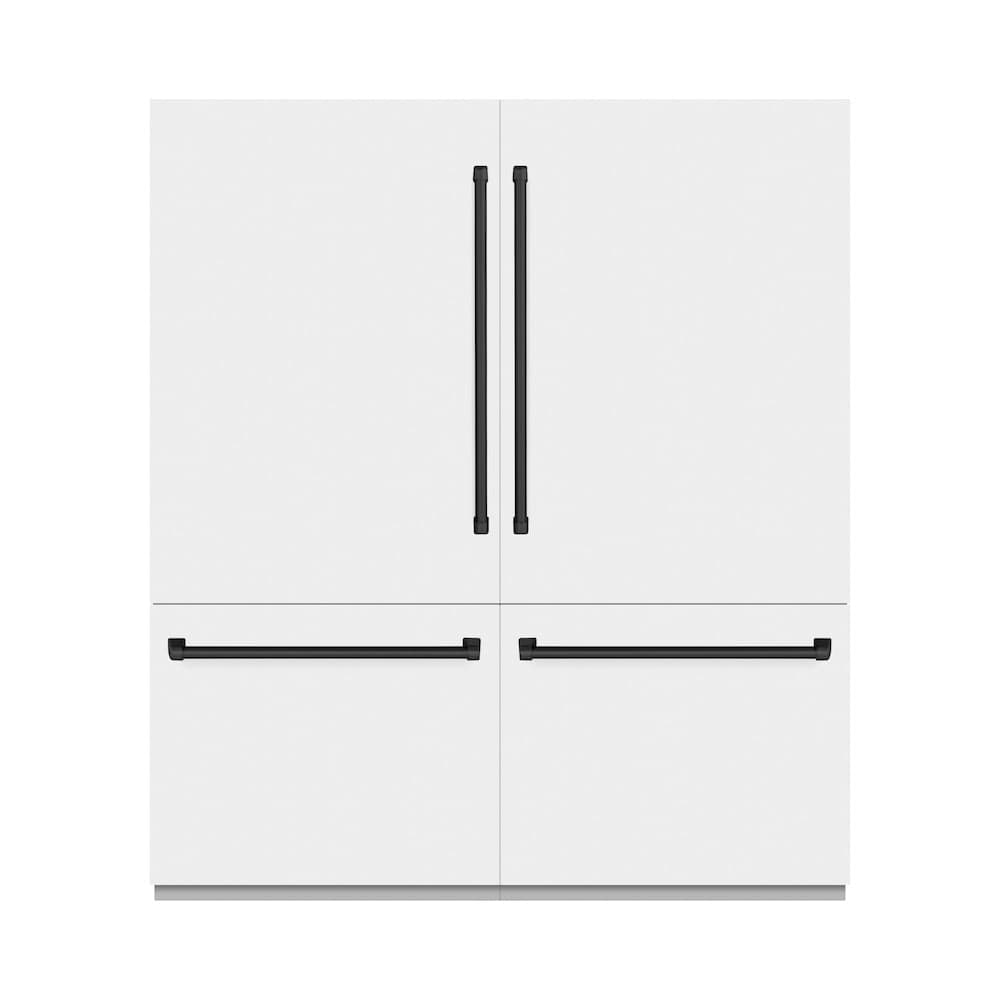 Autograph Edition 72 In. 39.6 Cu. Ft. French Door Built-in Bottom Freezer Refrigerator With Water Dispensers And Ice Makers In White Matte And Matte Black Accents