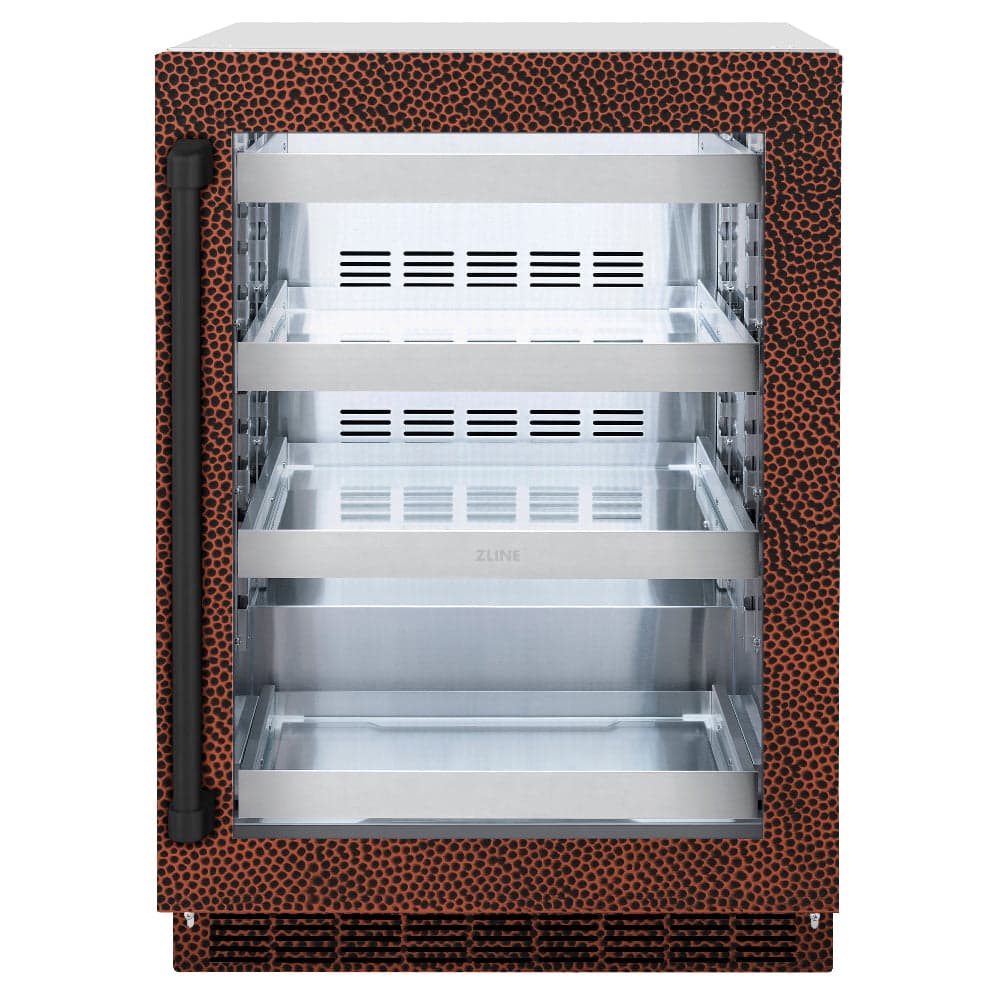 24 In. Touchstone 151 Can Beverage Fridge With Hand Hammered Copper Glass Door