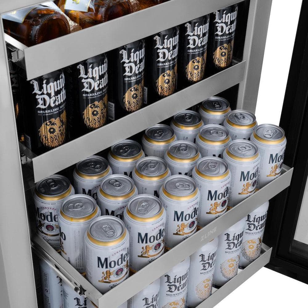 AutographEdition 24 in. Touchstone 151 Can Beverage Fridge With Stainless Steel Glass Door And Matte Black Handle