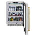 ZLINE Autograph Edition 24 in. Touchstone 151 Can Beverage Fridge With DuraSnow® Stainless Steel Glass Door And Polished Gold Handle (RBSOZ-SN-24-G) view 4