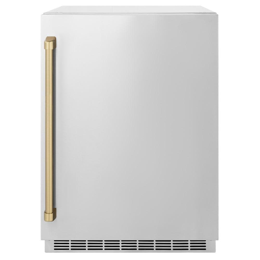 AutographEdition 24 in. Touchstone 151 Can Beverage Fridge With Solid Stainless Steel Door And Champagne Bronze Handle