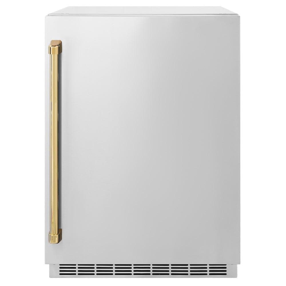 AutographEdition 24 in. Touchstone 151 Can Beverage Fridge With Solid Stainless Steel Door And Polished Gold Handle