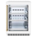 ZLINE Autograph Edition 24 in. Touchstone 151 Can Beverage Fridge With White Matte Glass Door And Champagne Bronze Handle (RBSOZ-WM-24-CB) view 3