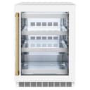 ZLINE Autograph Edition 24 in. Touchstone 151 Can Beverage Fridge With White Matte Glass Door And Polished Gold Handle (RBSOZ-WM-24-G) view 3