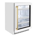 ZLINE Autograph Edition 24 in. Touchstone 151 Can Beverage Fridge With White Matte Glass Door And Polished Gold Handle (RBSOZ-WM-24-G) view 7