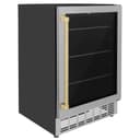 24"Monument Autograph Edition 154 Can Beverage Fridge in Stainless Steel with Champagne Bronze Accents view 3