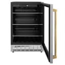 24"Monument Autograph Edition 154 Can Beverage Fridge in Stainless Steel with Polished Gold Accents view 4