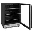 24"Monument Autograph Edition 154 Can Beverage Fridge in Stainless Steel with Matte Black Accents view 5