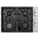30" Dropin Gas Stovetop with 4 Gas Burners and Porcelain Top view 2