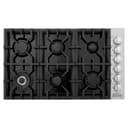 36" Dropin Gas Stovetop with 6 Gas Burners and Porcelain Top view 2