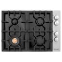30" Dropin Gas Stovetop with 4 Gas Brass Burners and Black Porcelain Top (RC30-PBT) view 8