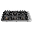 36" Dropin Gas Stovetop with 6 Gas Brass Burners and Porcelain Top view 2