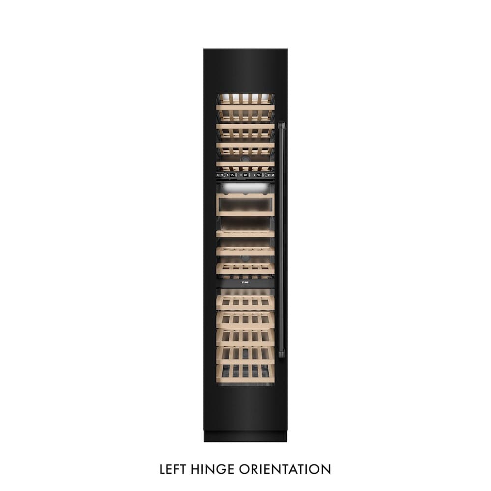 18 In. 9.0 Cu. Ft. Triple Zone 68 Bottle Left Hinge Column Wine Cooler In Black Stainless Steel