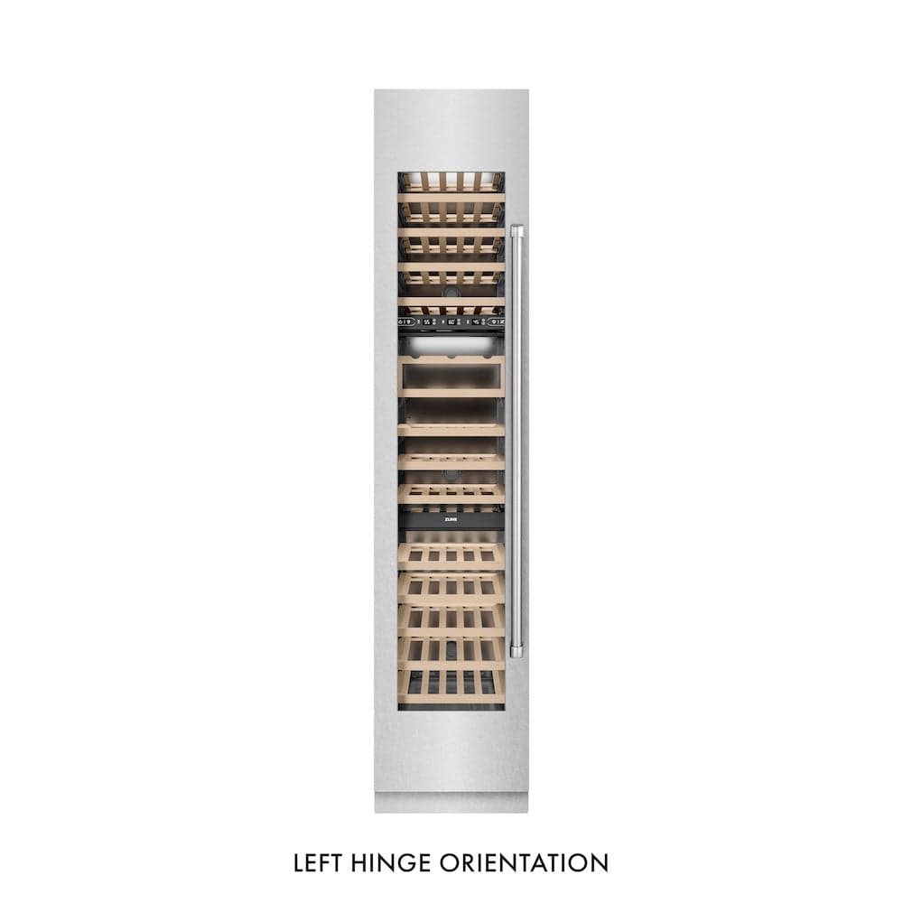 18 In. 9.0 Cu. Ft. Triple Zone 68 Bottle Left Hinge Column Wine Cooler In Satin Stainless Steel
