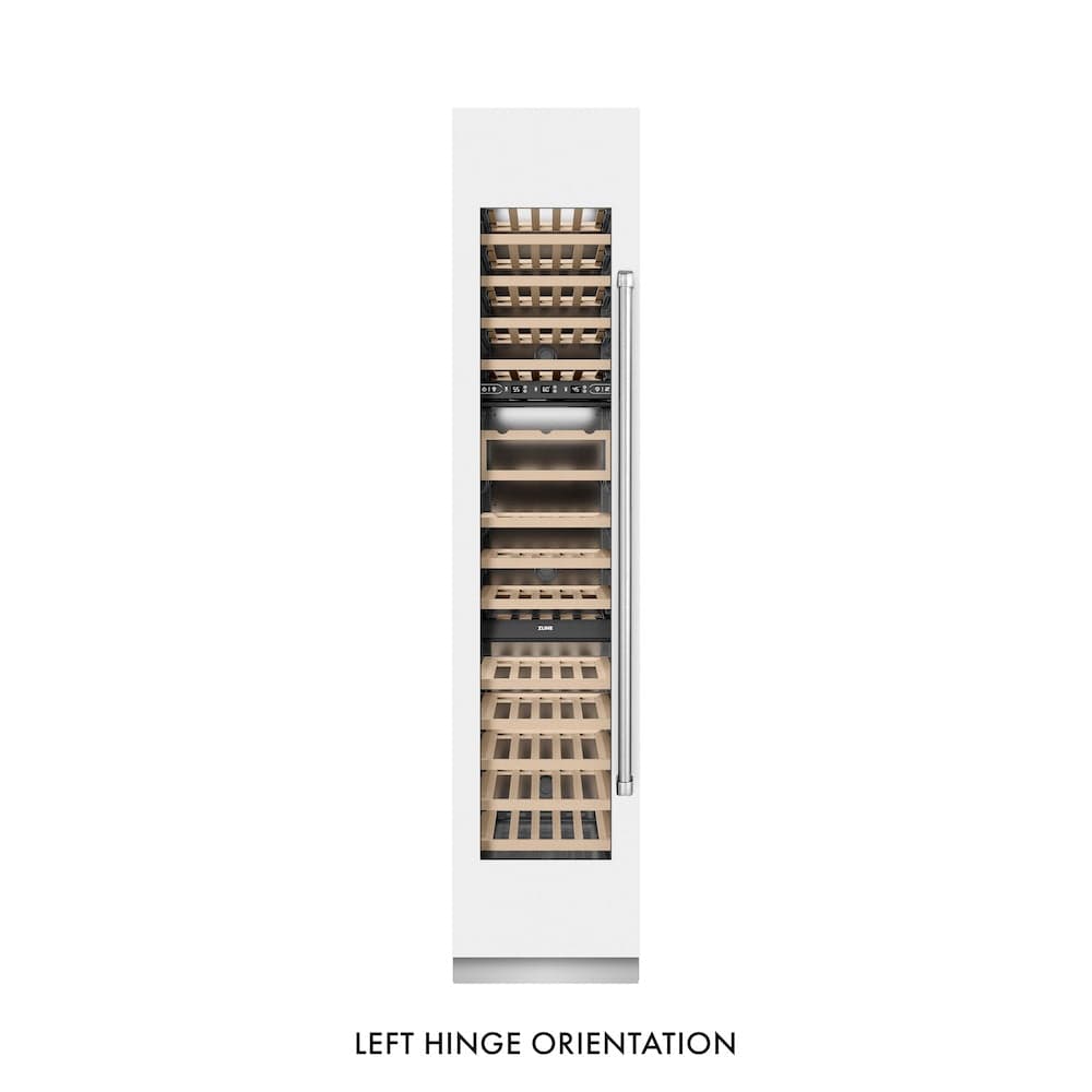 18 In. 9.0 Cu. Ft. Triple Zone 68 Bottle Left Hinge Column Wine Cooler In White Matte
