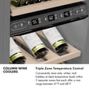 Autograph Edition 18 In. 9.0 Cu. Ft. Triple Zone 68 Bottle Left Hinge Column Wine Cooler In Satin Stainless Steel With Polished Gold Accents view 15