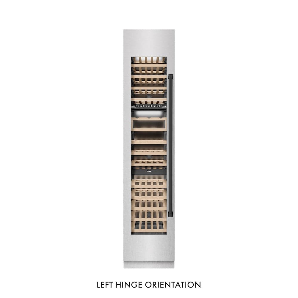 Autograph Edition 18 In. 9.0 Cu. Ft. Triple Zone 68 Bottle Left Hinge Column Wine Cooler In Satin Stainless Steel With Matte Black Accents