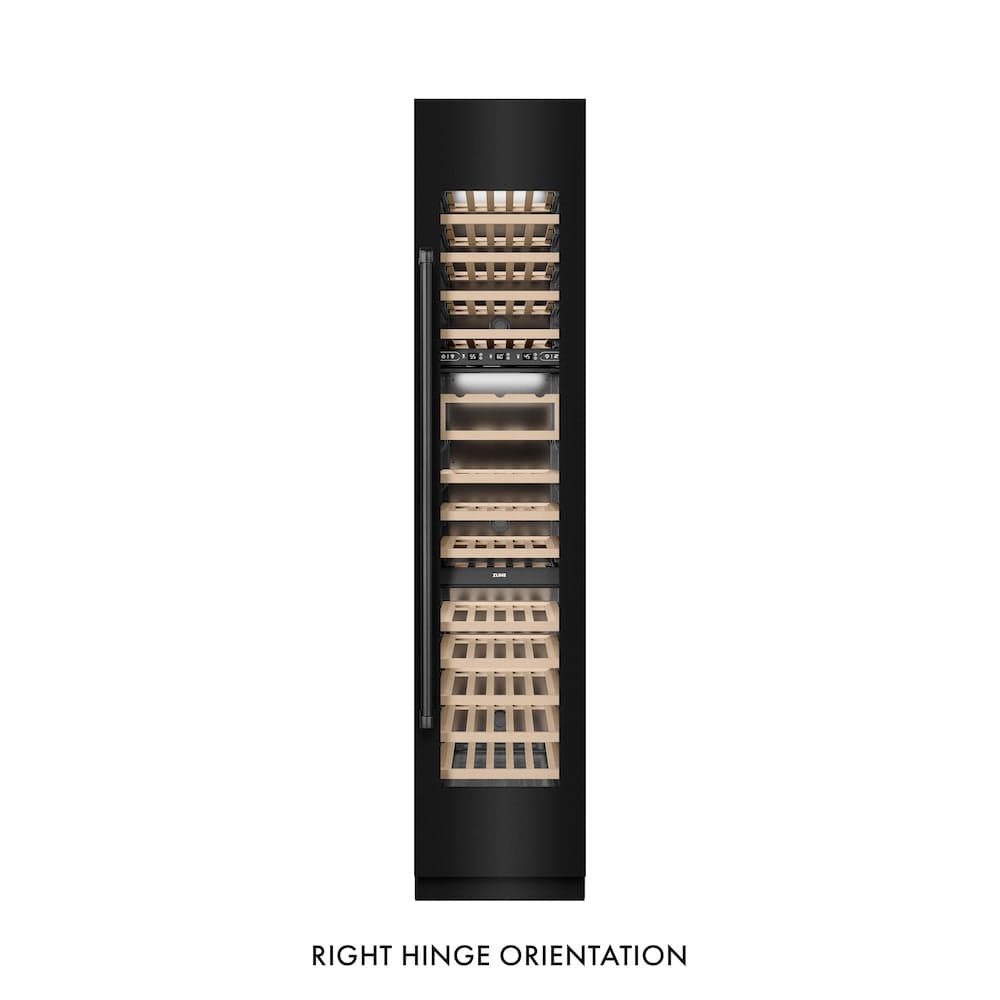18 In. 9.0 Cu. Ft. Triple Zone 68 Bottle Right Hinge Column Wine Cooler In Black Stainless Steel