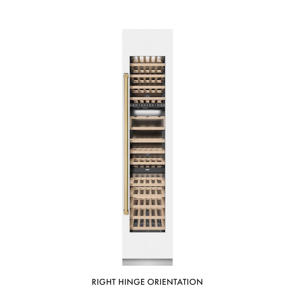 Autograph Edition 18 In. 9.0 Cu. Ft. Triple Zone 68 Bottle Right Hinge Column Wine Cooler In White Matte With Polished Gold Accents