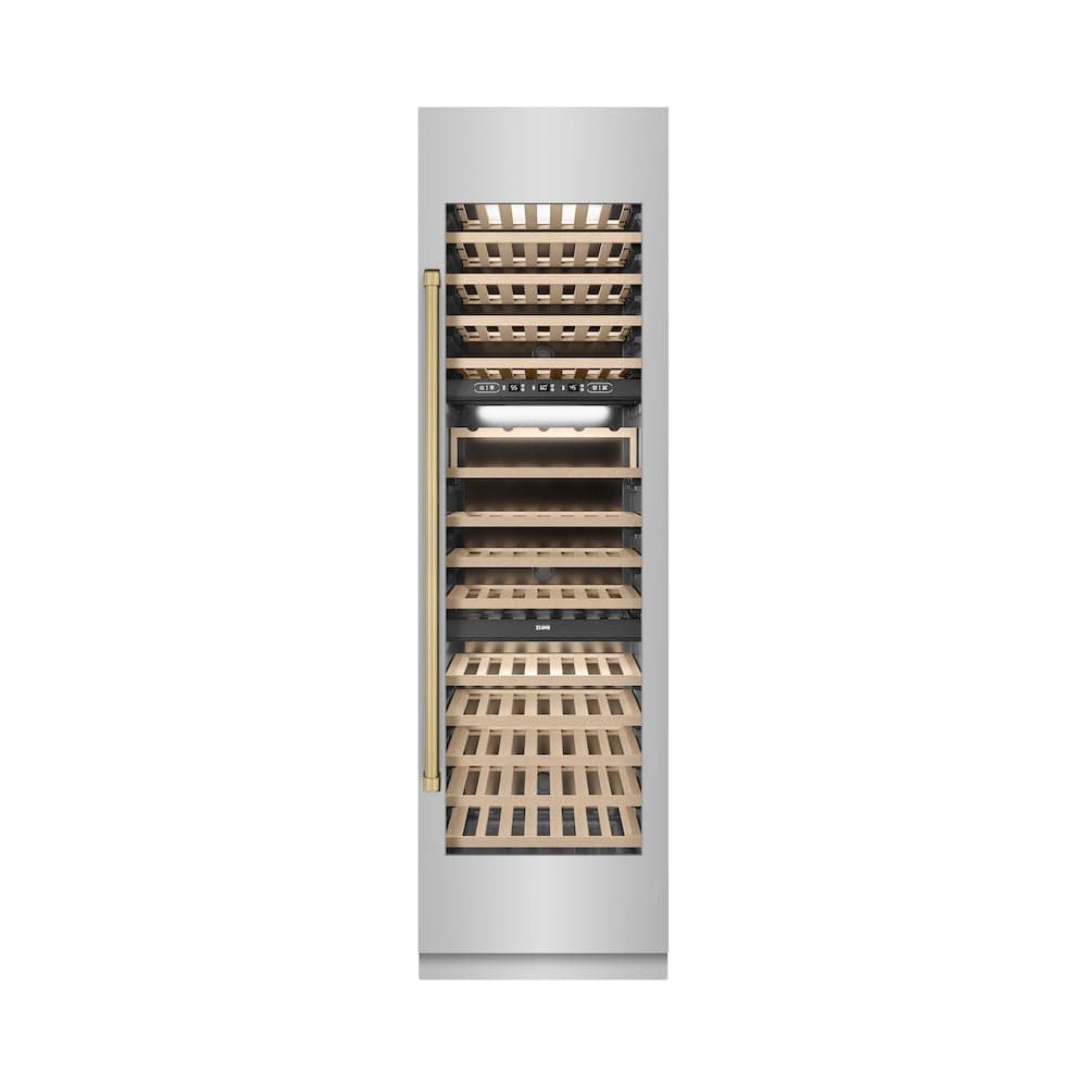 Autograph Edition 24 In. 12.4 Cu. Ft. Triple Zone 100 Bottle Column Wine Cooler In Stainless Steel And Champagne Bronze Accents