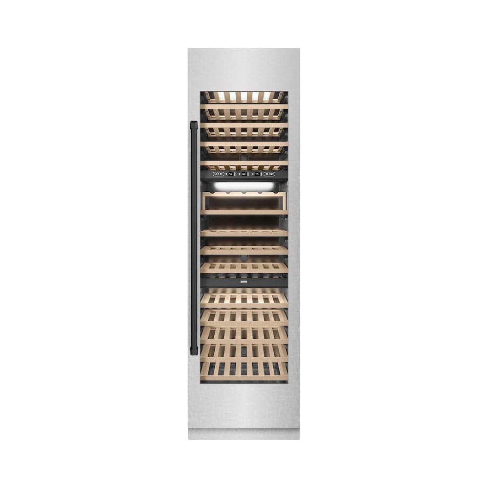 Autograph Edition 24 In. 12.4 Cu. Ft. Triple Zone 100 Bottle Column Wine Cooler In Satin Stainless Steel And Matte Black Accents