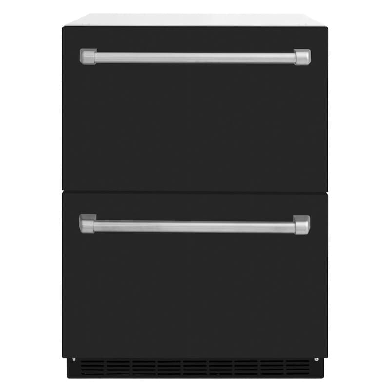 ZLINE 24 in. Touchstone 168 Can Outdoor-Rated Dual Refrigerator Drawer with Black Matte Doors (RDSO-BLM-24)