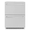 ZLINE 24 in. Touchstone 168 Can Outdoor-Rated Dual Refrigerator Drawer with DuraSnow® Stainless Steel Doors (RDSO-SN-24) view 1