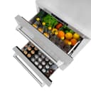 ZLINE 24 in. Touchstone 168 Can Outdoor-Rated Dual Refrigerator Drawer with DuraSnow® Stainless Steel Doors (RDSO-SN-24) view 10