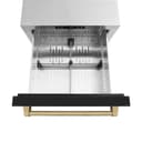 ZLINE Autograph Edition 24 in. Touchstone 168 Can Outdoor-Rated Dual Refrigerator Drawer with Black Matte Doors and Champagne Bronze Handles (RDSOZ-BLM-24-CB) view 7