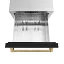 ZLINE Autograph Edition 24 in. Touchstone 168 Can Outdoor-Rated Dual Refrigerator Drawer with Black Matte Doors and Champagne Bronze Handles (RDSOZ-BLM-24-CB) view 8