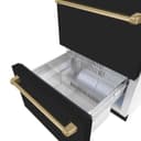 ZLINE Autograph Edition 24 in. Touchstone 168 Can Outdoor-Rated Dual Refrigerator Drawer with Black Matte Doors and Champagne Bronze Handles (RDSOZ-BLM-24-CB) view 9