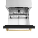 Autograph Edition 24 in. Touchstone 168 Can Outdoor-Rated Dual Refrigerator Drawer with Black Matte Doors and Polished Gold Handles view 8