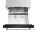 ZLINE Autograph Edition 24 in. Touchstone 168 Can Outdoor-Rated Dual Refrigerator Drawer with Black Stainless Steel Doors and Champagne Bronze Handles (RDSOZ-BS-24-CB) view 7