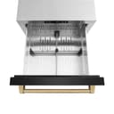 ZLINE Autograph Edition 24 in. Touchstone 168 Can Outdoor-Rated Dual Refrigerator Drawer with Black Stainless Steel Doors and Champagne Bronze Handles (RDSOZ-BS-24-CB) view 8