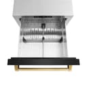 ZLINE Autograph Edition 24 in. Touchstone 168 Can Outdoor-Rated Dual Refrigerator Drawer with Black Stainless Steel Doors and Polished Gold Handles (RDSOZ-BS-24-G) view 7
