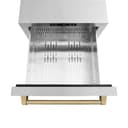 ZLINE Autograph Edition 24 in. Touchstone 168 Can Outdoor-Rated Dual Refrigerator Drawer with DuraSnow® Stainless Steel Doors and Champagne Bronze Handles (RDSOZ-SN-24-CB) view 5