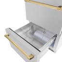 ZLINE Autograph Edition 24 in. Touchstone 168 Can Outdoor-Rated Dual Refrigerator Drawer with DuraSnow® Stainless Steel Doors and Polished Gold Handles (RDSOZ-SN-24-G) view 6