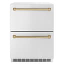 ZLINE Autograph Edition 24 in. Touchstone 168 Can Outdoor-Rated Dual Refrigerator Drawer with Stainless Steel Doors and Champagne Bronze Handles (RDSOZ-ST-24-CB) view 1