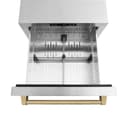 ZLINE Autograph Edition 24 in. Touchstone 168 Can Outdoor-Rated Dual Refrigerator Drawer with Stainless Steel Doors and Champagne Bronze Handles (RDSOZ-ST-24-CB) view 6